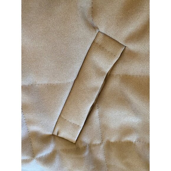 Unbranded Beige Quilted Jacket L Full Zip Closure Pockets Elastic Back Hem Retro - Picture 16 of 16